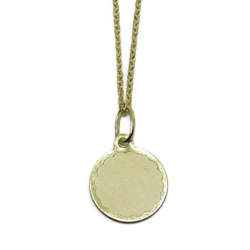 Medalla para bebé con Angelito de 14mm y Cadena Forzada picada de 40cm. Peso, 1.75gr de Oro de 18k - Imagen 3