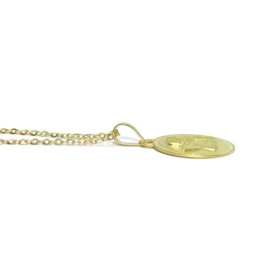 Medalla para bebé con Angelito de 14mm y Cadena Forzada picada de 40cm. 2.45gr de Oro de 18k - Imagen 5