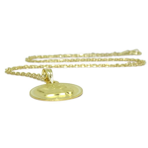 Medalla para bebé con Angelito de 14mm y Cadena Forzada picada de 40cm. 2.45gr de Oro de 18k - Imagen 3