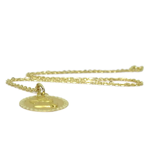 Medalla para bebé con Angelito de 16mm y Cadena Forzada picada de 40cm - Imagen 3