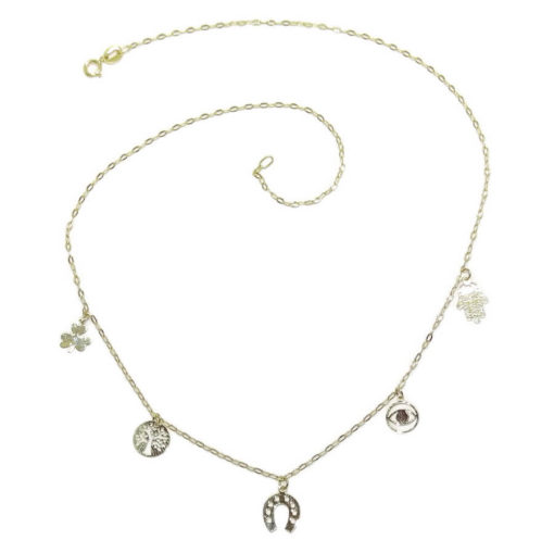 Collar de la Suerte de Oro de 18k 5 símbolos. 40cm de Largo. 1.45gr de Oro de 18k - Imagen 6