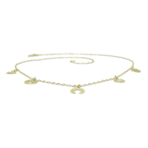 Collar de la Suerte de Oro de 18k 5 símbolos. 40cm de Largo. 1.45gr de Oro de 18k - Imagen 5