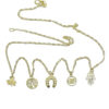 Collar de la Suerte de Oro de 18k 5 símbolos. 40cm de Largo. 1.45gr de Oro de 18k