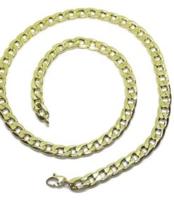 Cadena de oro de 18k de 9.00mm de ancha por 60cm de larga. Modelo barbada plana, hueca que pesa 19.65 gr