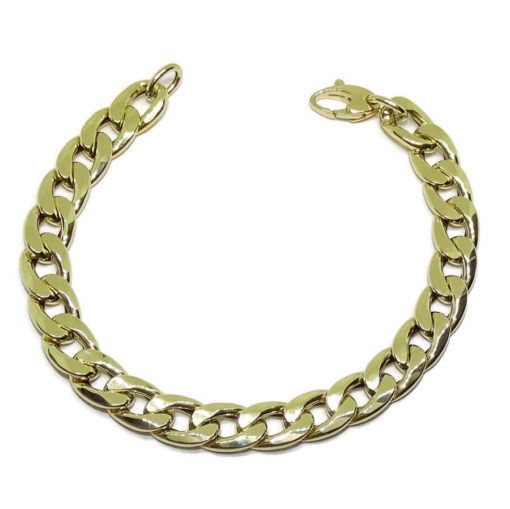 Pulsera para Hombre de Oro de 18k barbada plana de 9.00mm de Ancha 21.00cm de Larga. 7.75gr de oro de 18k