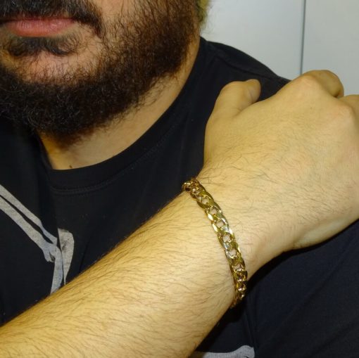 Pulsera para Hombre de Oro de 18k barbada plana de 9.00mm de Ancha 21.00cm de Larga. 7.75gr de oro de 18k - Imagen 2