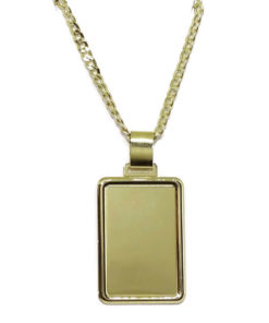 Placa de Oro Amarillo de 18k Lisa de 2.60 por 1.80cm con Cadena barbada de 60cm