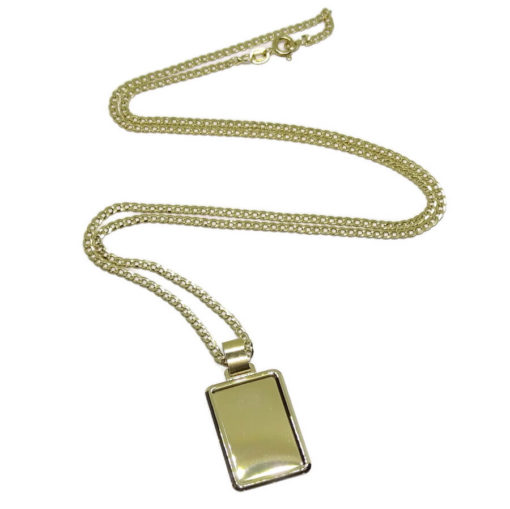 Placa de Oro Amarillo de 18k Lisa de 2.60 por 1.80cm con Cadena barbada de 60cm - Imagen 4