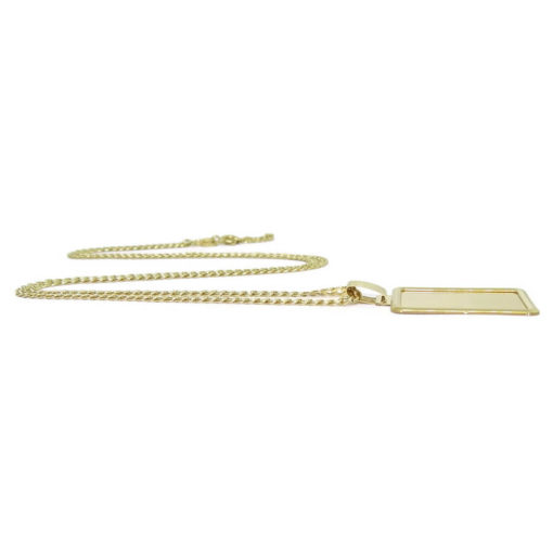 Placa de Oro Amarillo de 18k Lisa de 2.60 por 1.80cm con Cadena barbada de 60cm - Imagen 3
