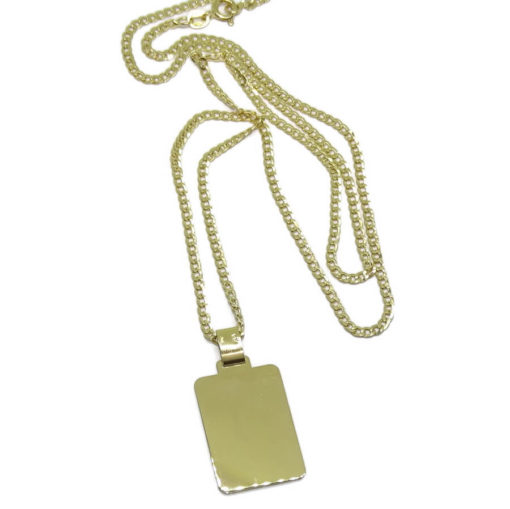 Placa de Oro Amarillo de 18k Lisa de 2.60 por 1.80cm con Cadena barbada de 60cm - Imagen 6