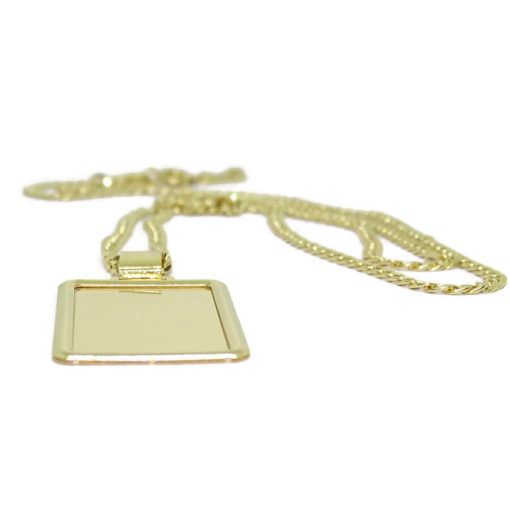 Placa de Oro Amarillo de 18k Lisa de 2.60 por 1.80cm con Cadena barbada de 60cm - Imagen 5