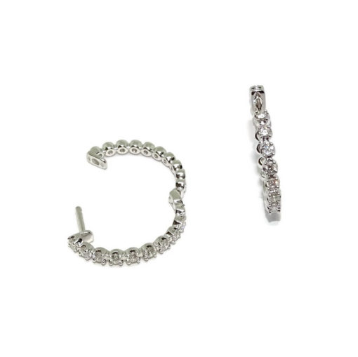 pendientes de aro con 20 diamantes talla brillante de 0.45cts oro blanco 18k - Imagen 9