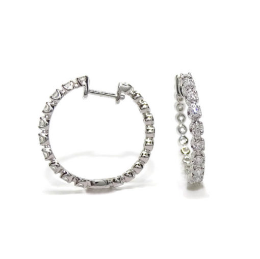 pendientes de aro con 20 diamantes talla brillante de 0.45cts oro blanco 18k - Imagen 8