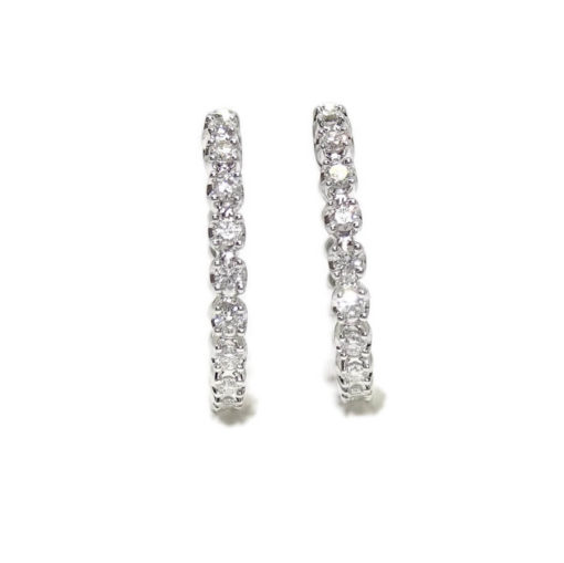pendientes de aro con 20 diamantes talla brillante de 0.45cts oro blanco 18k - Imagen 3