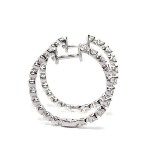 pendientes de aro con 20 diamantes talla brillante de 0.45cts oro blanco 18k - Imagen 5