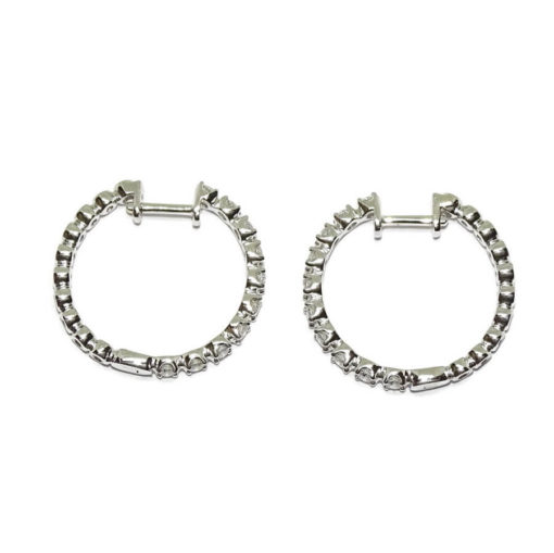 pendientes de aro con 20 diamantes talla brillante de 0.45cts oro blanco 18k - Imagen 4