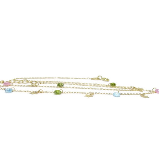 Collar de Oro Amarillo de 18k con 6 Estrellas de Oro de 5mm y 7 circonitas de Color 45cm - Imagen 3