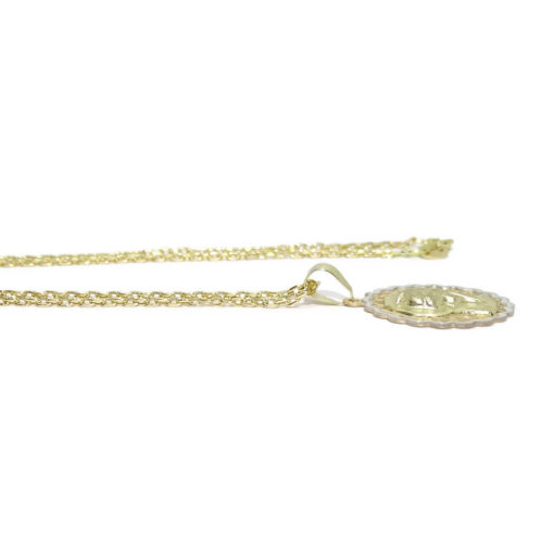 Medalla de Oro Amarillo y Oro Blanco de 18k con la Virgen Niña Especial comunión y Mujer. - Imagen 5
