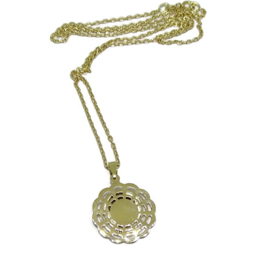 Medalla de Bicolor de Oro de 18k con la Virgen Niña de 18mm Calada. Especial comunión y Mujer. - Imagen 6