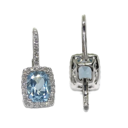 Pendientes de diamantes y topacios azules en oro blanco de 18k. 3.58ct de topacios y 0.48cts de diamantes. - Imagen 6