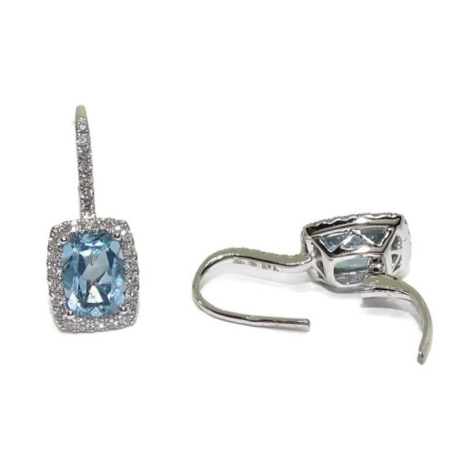 Pendientes de diamantes y topacios azules en oro blanco de 18k. 3.58ct de topacios y 0.48cts de diamantes. - Imagen 5