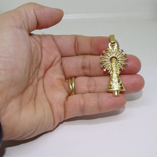 Medalla de la Virgen del Pilar de Oro Macizo de 18k. Peso; 6.10gr de Oro de 18k - Imagen 2