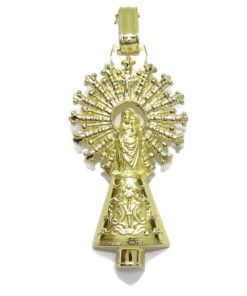 Medalla de la Virgen del Pilar de Oro Macizo de 18k. Peso; 6.10gr de Oro de 18k