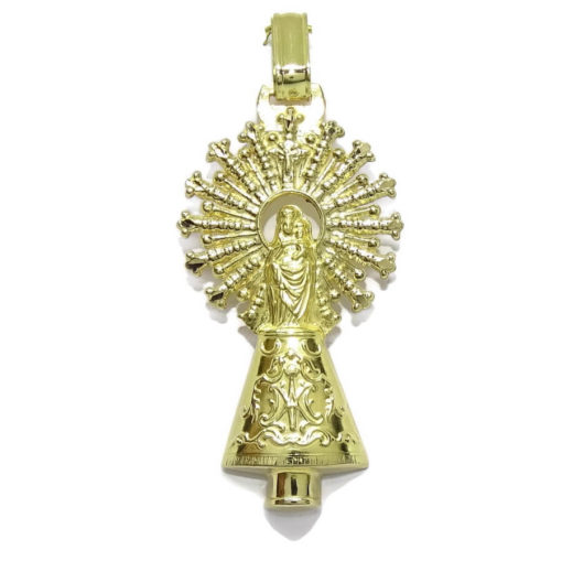 Medalla de la Virgen del Pilar de Oro Macizo de 18k. Peso; 6.10gr de Oro de 18k