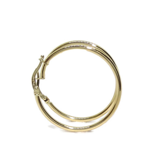 Pendientes aros de oro amarillo de 18K de 2mm de ancho por 3.40cm de diámetro exterior.