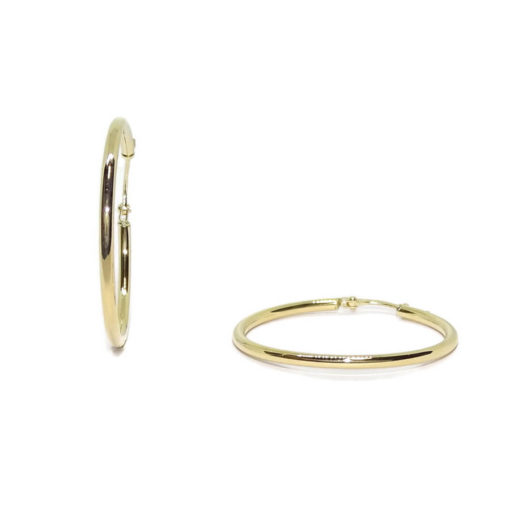 Pendientes aros de oro amarillo de 18K de 2mm de ancho por 3.40cm de diámetro exterior. - Imagen 5