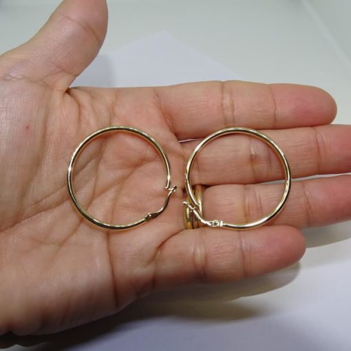 Pendientes aros de oro amarillo de 18K de 2mm de ancho por 3.40cm de diámetro exterior. - Imagen 6