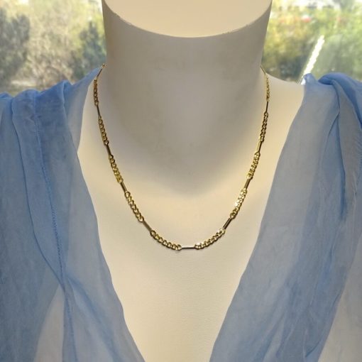 Gargantilla  para Mujer de Oro Blanco y Oro Amarillo de 18k de 45cm de Larga y 4mm de Ancha - Imagen 2