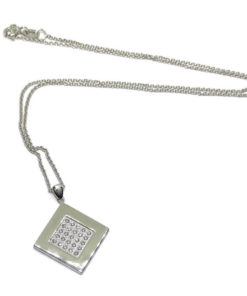 Collar de Oro Blanco de 18k con 0.38cts de Diamantes y Cadena rolo de 40cm. 8.20gr.