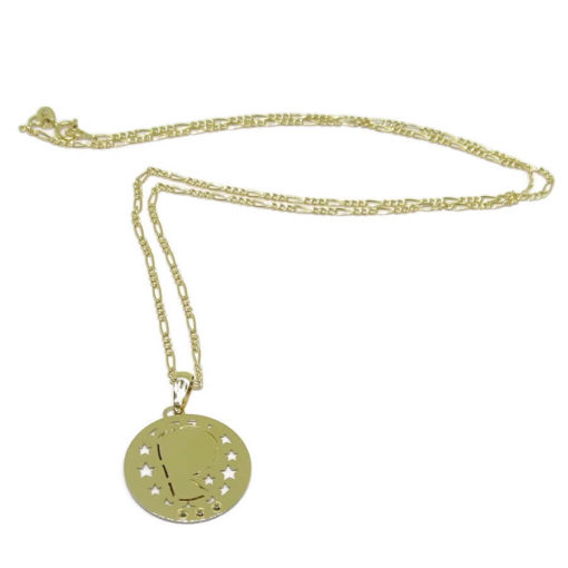 Collar ideal para comunión de oro amarillo de 18K con cadena 3x1 de 45cm de largo y medalla de la Virgen Niña de oro amarillo y oro blanco de 18K. - Imagen 5