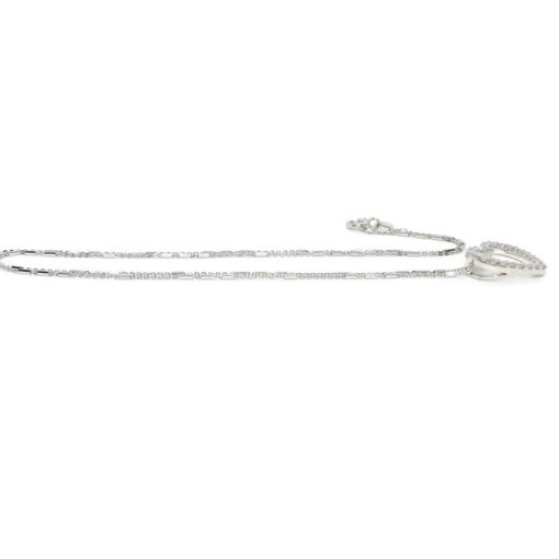 Collar corazón para Mujer de Oro Blanco de 18k y 0.47cts de Diamantes Cadena italiana Fuerte. 45cm - Imagen 4