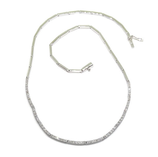 Gargantilla Semi-rígida de Oro Blanco de 18k y 1.05cts de Diamantes. Peso;: 19.10gr