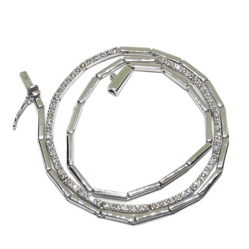 Gargantilla Semi-rígida de Oro Blanco de 18k y 1.05cts de Diamantes. Peso;: 19.10gr - Imagen 3