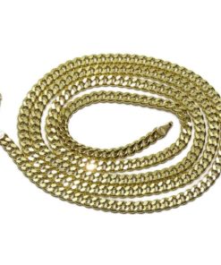 Cadena de oro amarillo de 18k para hombre modelo barbada plana semi-maciza de 3.5mm de ancha