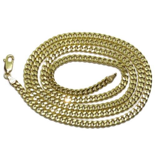 Cadena de oro amarillo de 18k para hombre modelo barbada plana semi-maciza de 3.5mm de ancha