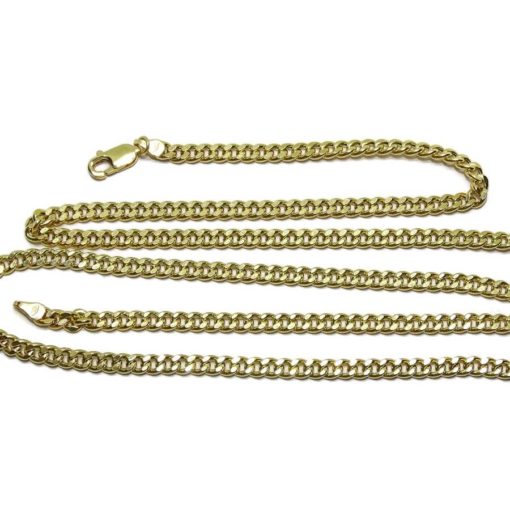 Cadena de oro amarillo de 18k para hombre modelo barbada plana semi-maciza de 3.5mm de ancha - Imagen 3