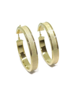 Pendientes de aro de oro amarillo de 18k mate y brillo de 5mm