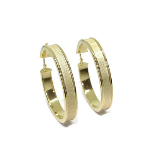 Pendientes de aro de oro amarillo de 18k mate y brillo de 5mm