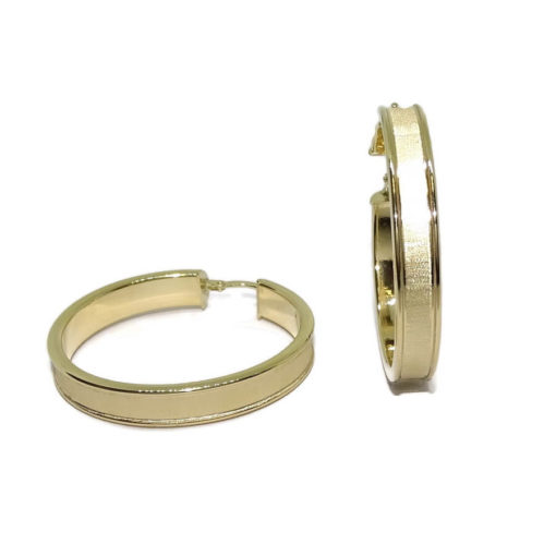 Pendientes de aro de oro amarillo de 18k mate y brillo de 5mm - Imagen 7
