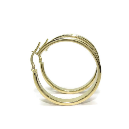 Pendientes de aro de oro amarillo de 18k mate y brillo de 5mm - Imagen 2