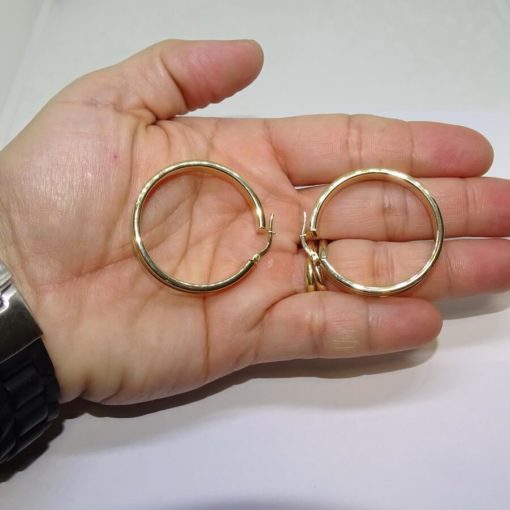 Pendientes de aro de oro amarillo de 18k mate y brillo de 5mm - Imagen 4