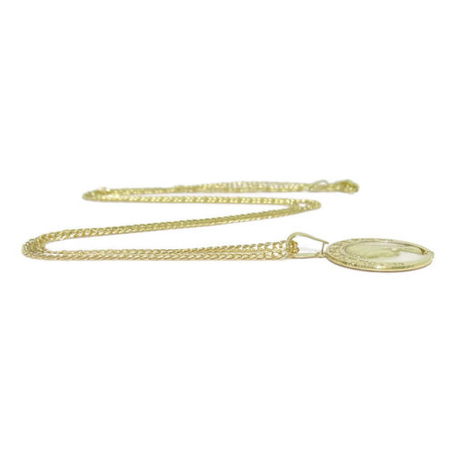 Ideal para comunión Medalla de la Virgen Niña Todo de Oro Amarillo de 18K y nácar - Imagen 6