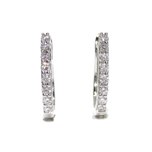 Pendientes medio aro de oro blanco de 18k con diamantes 0.44cts - Imagen 8