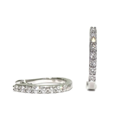 Pendientes medio aro de oro blanco de 18k con diamantes 0.44cts - Imagen 7