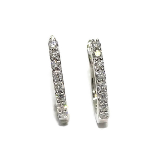 Pendientes medio aro de oro blanco de 18k con diamantes 0.44cts