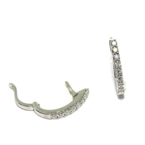 Pendientes medio aro de oro blanco de 18k con diamantes 0.44cts - Imagen 5